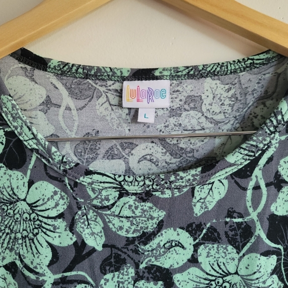 Lularoe Julia Dress, Floral, Black/Grey/Mint, Size Large - Picture 2 of 4